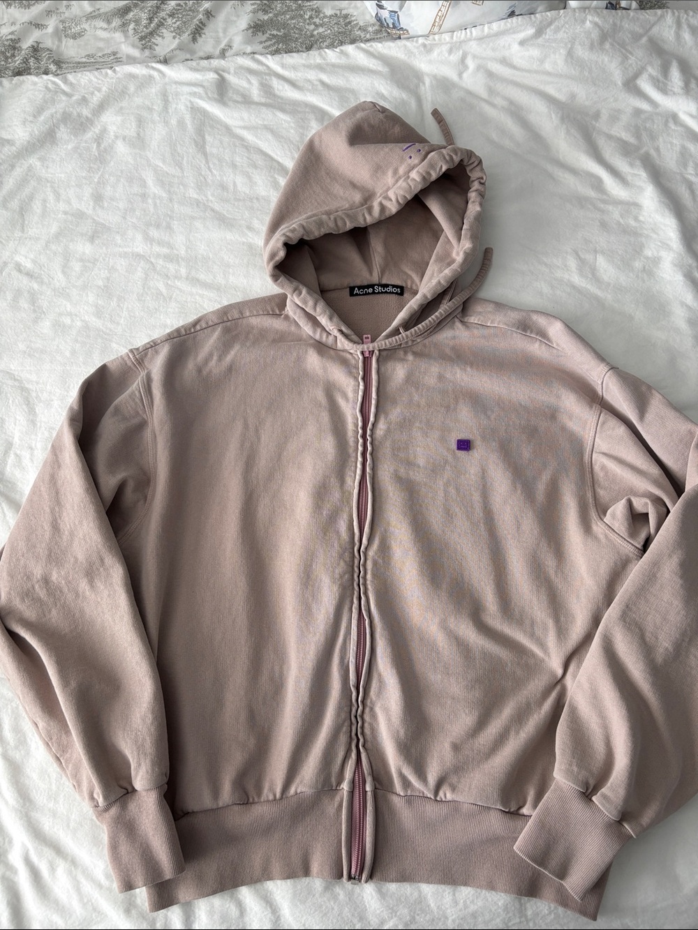 Acne Studios Blush Pink Hooded Zip Sweatshirt